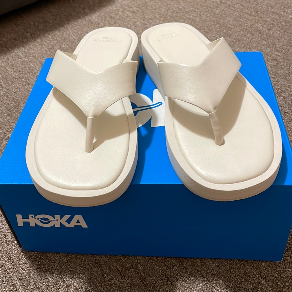 Beige Platform Thong Sandals